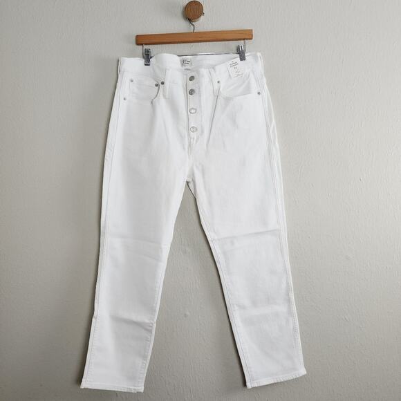 NEW J. Crew White Denim Vintage 10" Straight Leg High Waisted Crop Jean - Picture 1 of 8